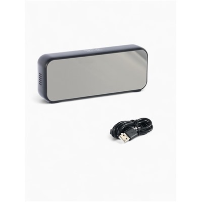 Часы - будильник электронные, настольные, календарь, термометр, гигрометр, 16.8×6.6 см, чёрные