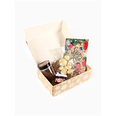 Подарочный набор новогодний «С Новым годом», джем 30 г, чай 20 г, орехи 50 г