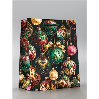 Пакет подарочный новогодний ламинированный, «Игрушки Новогодние», 18×10×22.3 см