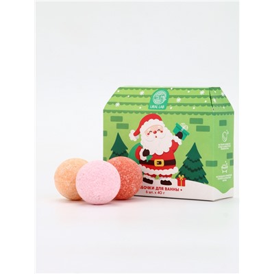 Бомбочки для ванны в домике «Дед Мороз», набор 6 шт. × 40 г, URAL LAB