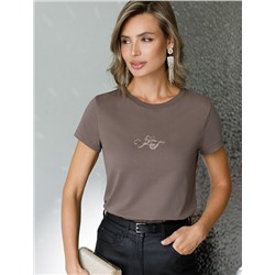 Нарядная футболка с принтом фольгой из премиального хлопка с эластаном