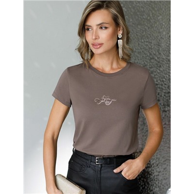 Нарядная футболка с принтом фольгой из премиального хлопка с эластаном