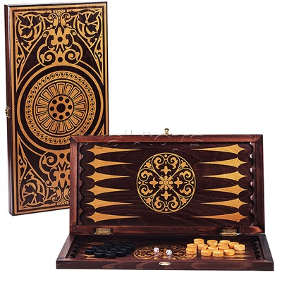 Нарды средние венге, рисунок золото "Круговой орнамент" (480*240*40)