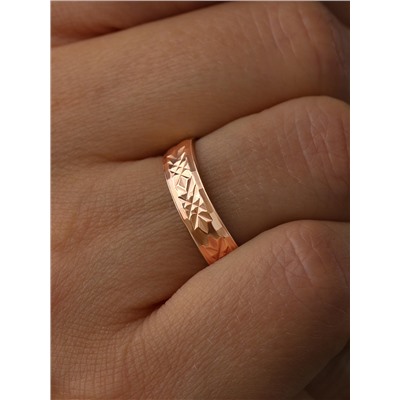 Кольцо из золочёного серебра с алмазной огранкой - Спаси и сохрани 925 пробы 1-119з