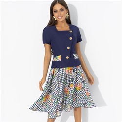 Костюм с юбкой приталенный, Радую себя (2 в 1, синяя мечта)