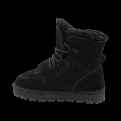 Ботинки из натуральной кожи на меху 607 черные