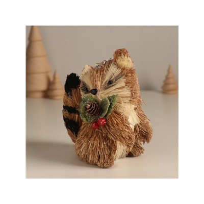 Фигурка новогодняя «Енотик с новогодними веточками», 7×10×11 см