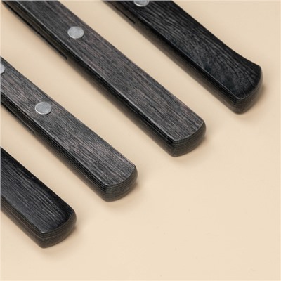 Набор столовых приборов SL Home, 24 предмета, нержавеющая сталь, серебристый, цвет ручки коричневый