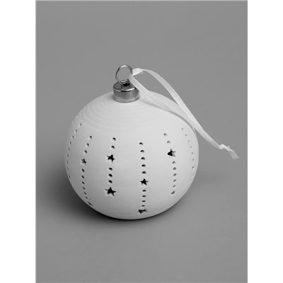Ёлочный шар «Звёзды», 9×9×9.8 см, 1 LED, керамика, от батареек LR44×2, свечение тёплое белое
