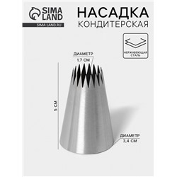Насадка кондитерская «Французская звезда», d=3.4 см, выход 1.7 см, нержавеющая сталь