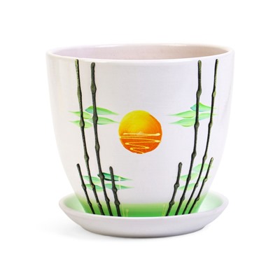 Горшок для цветов «Азия», керамика, с поддоном, набор 4 шт.: 400 мл, 1 л, 2.5 л, 5 л