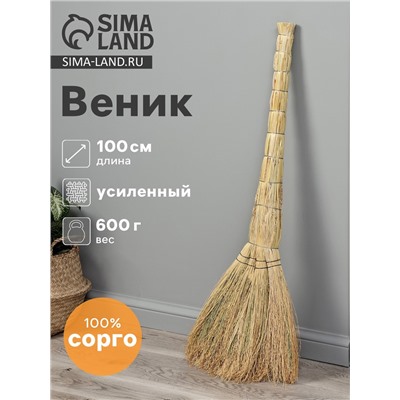 Веник 4-х лучевой «Сорго», усиленный, 600 г, 100 см, проволока