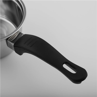 Сотейник из нержавеющей стали Доляна «Индия», 400 мл, d=12 см, пластиковая ручка, цвет серебряный, нержавеющая сталь