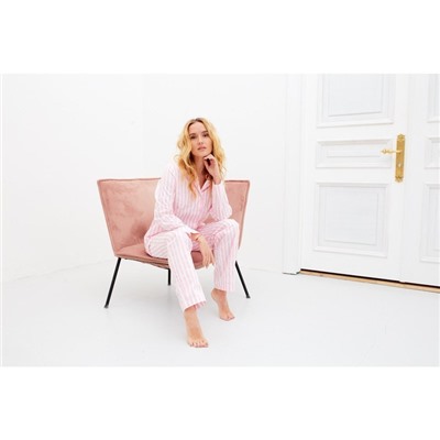 Рубашка ночная женская KAFTAN Beautiful, белая, розовый, размер 40-42