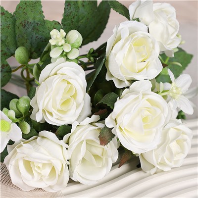 Цветок искусственный Букет роз 28 см / BR-28 /уп 1200/ (Бело-розовый )