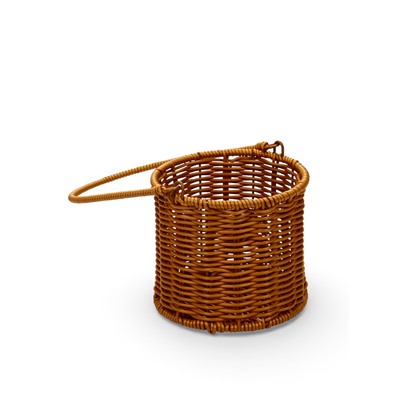 Корзина плетёная для хранения «Цилиндр», 14×14×12 см, ручка h=16 см, пластиковая, коричневая