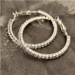 Серьги конго, покрытие: посеребрение, цвет камней: прозрачный переливающийся, 60259, арт.032.499