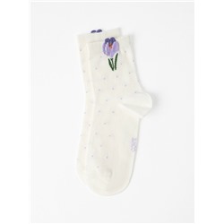 Классические CONTE CLASSIC Удлинённые носки женские из хлопка с пикотом «Крокус»