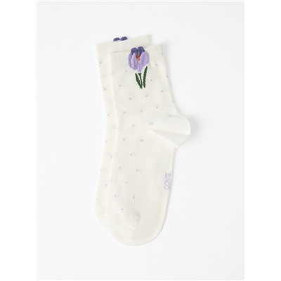 Классические CONTE CLASSIC Удлинённые носки женские из хлопка с пикотом «Крокус»