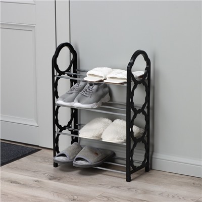 Обувница Доляна, 4 яруса, 42×19×58 см, чёрная
