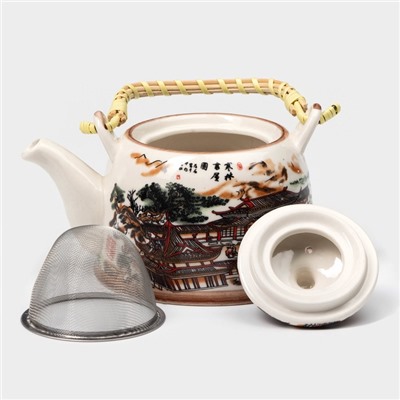 Чайник заварочный «Пейзаж», 600 мл, с металлическим ситом, керамика