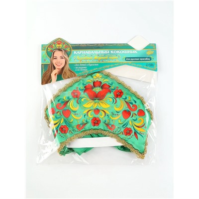 Кокошник «Хозяйка Медной горы», зелёный, р-р 54-58