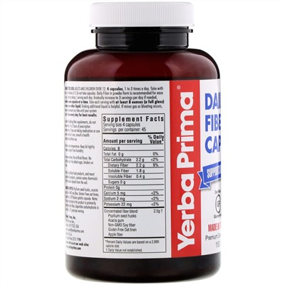 Yerba Prima, Daily Fiber, 180 капсул