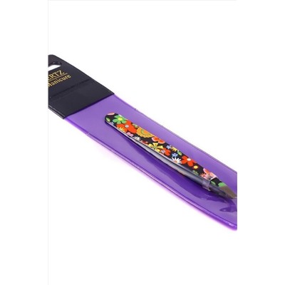 Mertz Пинцет скошенный А188, цветы и бабочки, черный, 9,5 см KRISTALLER, 1124414