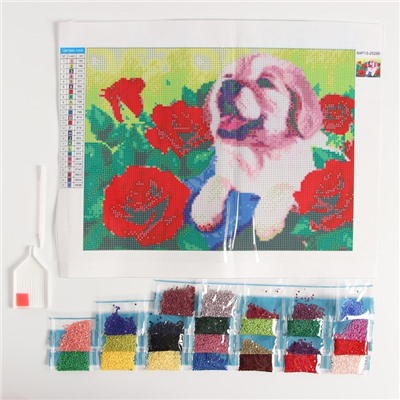 Алмазная мозаика с полным заполнением на холсте «Щенок», 30×40 см