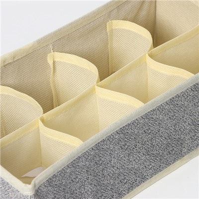 Органайзер для хранения белья Доляна «Европа», 8 ячеек, 28×14×10 см, бежевый