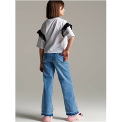 Брюки текстильные джинсовые для девочек