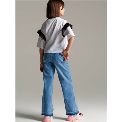 Брюки текстильные джинсовые для девочек