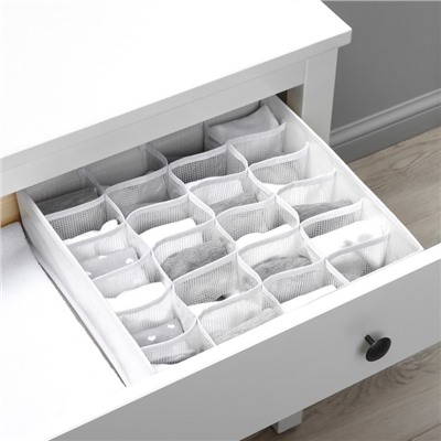 Органайзер для хранения белья LaDо́m, 24 ячейки, 32×32×10 см, белый