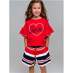 Комплект трикотажный для девочек: фуфайка (футболка), шорты