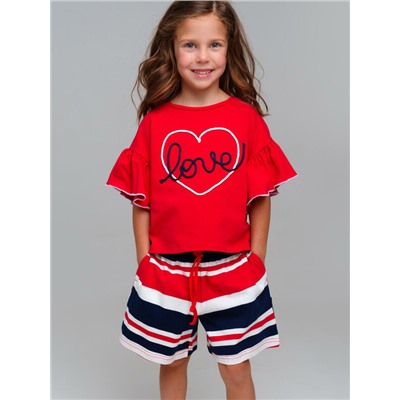 Комплект трикотажный для девочек: фуфайка (футболка), шорты