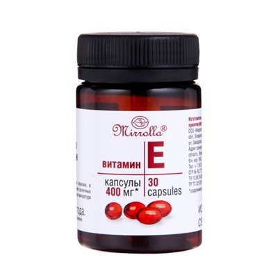 Витамин Е Mirrolla, 30 капсул по 400 мг