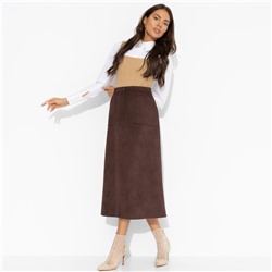 Юбка из замши с разрезом, Откровенно шикарная (шоколадный мусс)