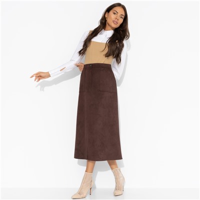 Юбка из замши с разрезом, Откровенно шикарная (шоколадный мусс)