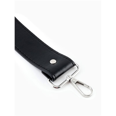 Ручка для сумки, с карабинами, 35±1 см × 3.5 см, цвет чёрный, серебряный