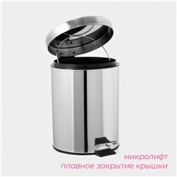 Ведро мусорное с педалью Доляна, 5 л, нержавеющая сталь, хромированное