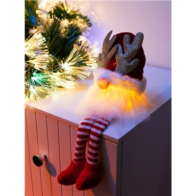 Фигура текстиль «Гном красная шапочка» 33 см, 1 LED, от батареек AG10×3, свечение тёплое белое