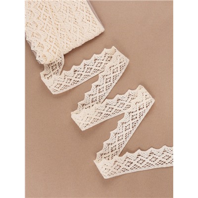 Кружево вязаное, 40 мм × 10 ± 1 м, цвет бежевый