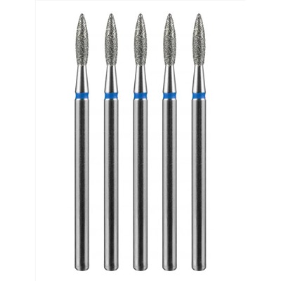 MANITA Фреза алмазная пламя острое для аппаратного маникюра 866.104.243.080.021 ФАП-2.1-8С, синяя насечка, ø 2,1 мм, 5 шт. 28362