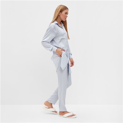 Пижама женская (рубашка, брюки) MINAKU: Light touch, голубая, размер 52