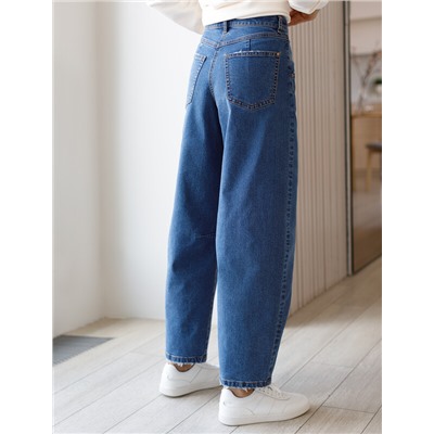 Джинсы Baggy с декоративной стиркой сз эластичного денима