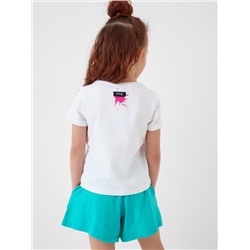 Комплект трикотажный для девочек: фуфайка (футболка), шорты