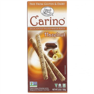 Edward & Sons, Carino, вафельные трубочки с начинкой, лесной орех, 100 г