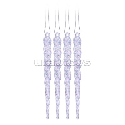 Набор новогодних украшений "Перламутровые сосульки" (4шт х 12,5см)