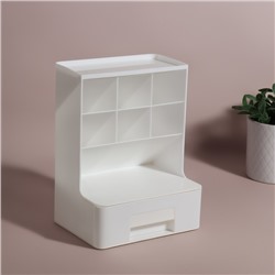 Органайзер для хранения косметики, 6 секций, 1 ящик, 24×14×18 см, белый