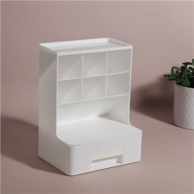 Органайзер для хранения косметики, 6 секций, 1 ящик, 24×14×18 см, белый